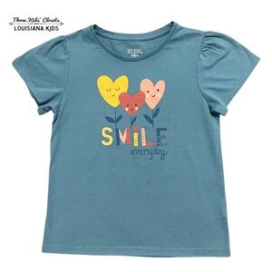 365 Kids 10Y Blue 'Smile Everyday' Heart Flowers T-Shirt